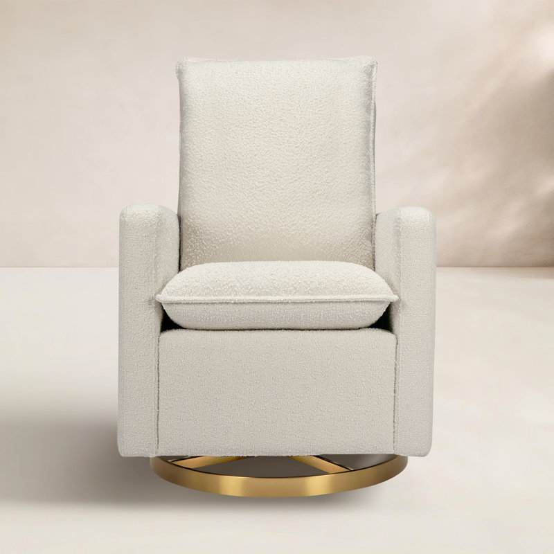 Cali Pillowback Swivel Glider, Ivory Boucle/Gold Base