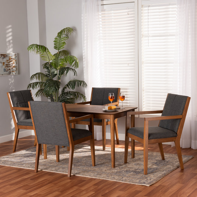 4 - Person Four Leg Dining Set, Dark Gray