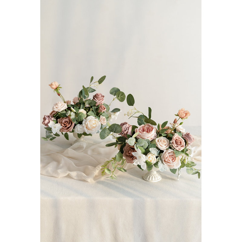 Ensemble de grand centre de table floral Ling's Moment en rose cendré et crème, Vieux rose