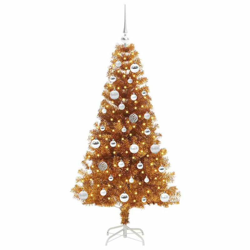 vidaXL Christmas Tree with 150 LEDs with Stand Gold PET, 4.92 ft
