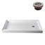 Base de douche 60 po x 32 po en alcôve en acrylique blanc brillant avec bonde droite, bonde incluse-115184527
