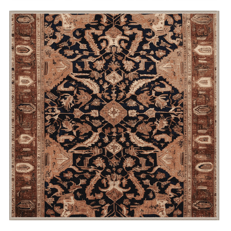 Machine Washable Persian Brown Area Rug, Square 3'