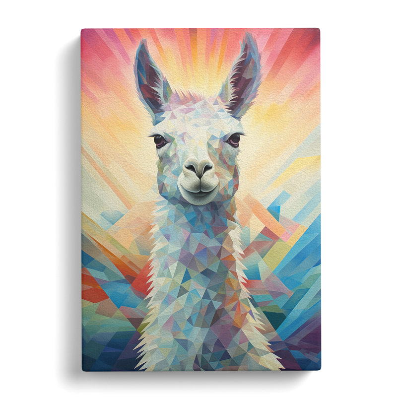 Llama Geometric Art - Wrapped Canvas, 50cm H x 35cm W x 3cm D