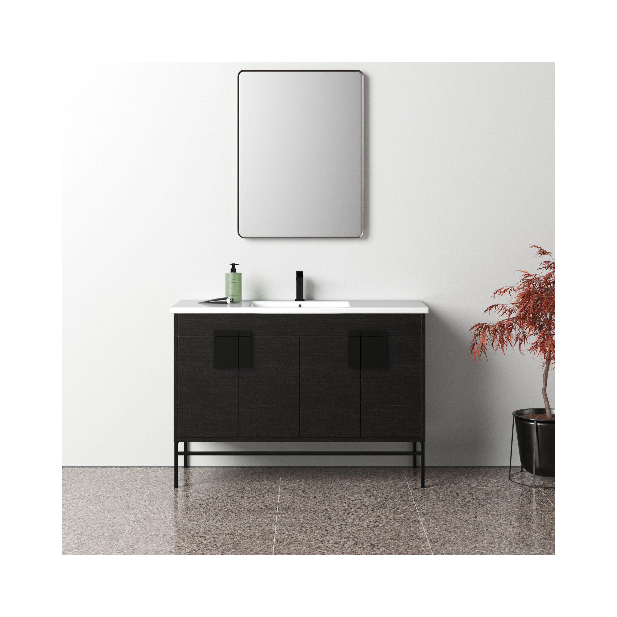 Maisie 48'' Single Bathroom Vanity, Black, Black