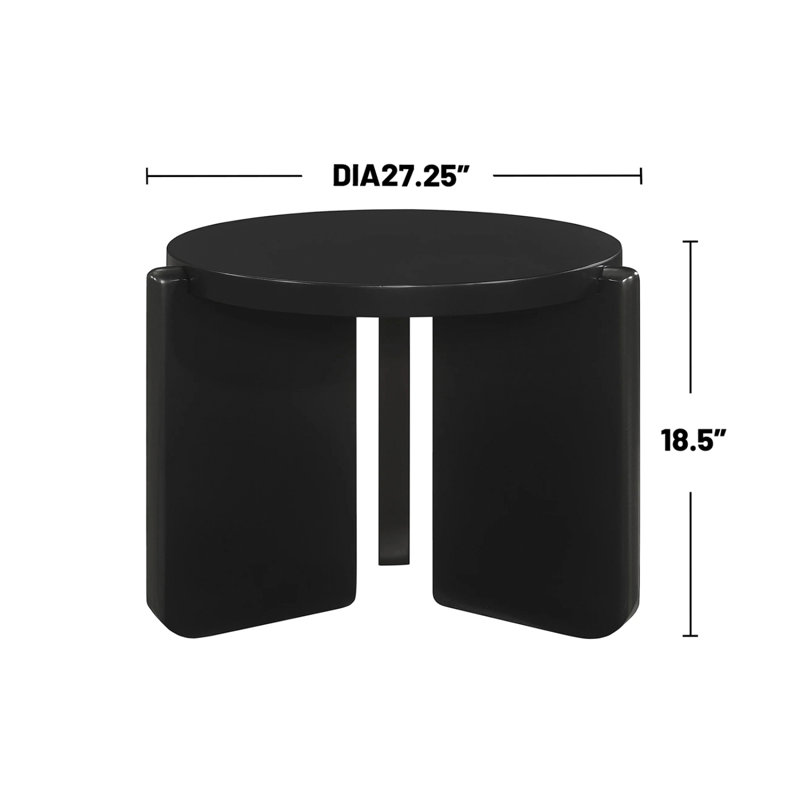 Table de bout ronde en bois, noir