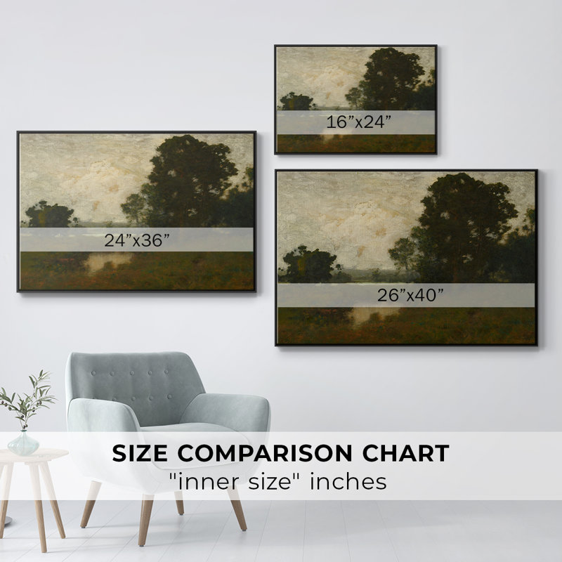 Paysage rétro - MIV, H 17 po x l 25 po x P 2 po, Toile avec cadre flottant noir