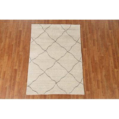 One-of-a-Kind 4'0" X 5'8" New Age Wool Area Rug in Beige