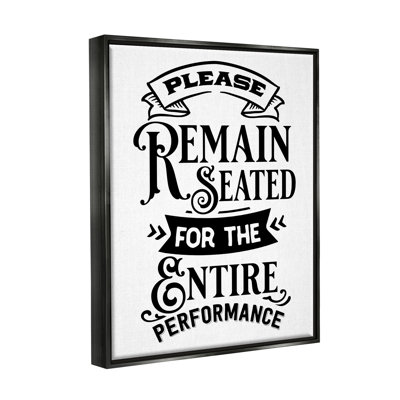 Stupell Industries Please Remain Seated Humorous Vintage Bathroom Saying By Lettered And Lined - Floater Frame Print On In Jet Black Floater Frame