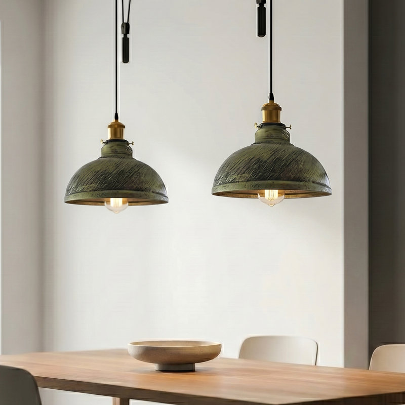 3 - Light Dome Pendant, Brushed Brass