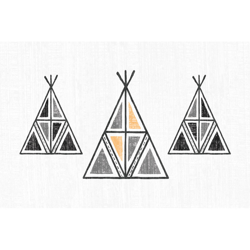 Geo Teepees - Wrapped Canvas Painting, 30cm H x 46cm W x 3.8cm D
