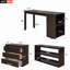 Lit mezzanine à profil bas avec armoire, tablettes et bureau mobile, conception multifonctionnelle-129345086