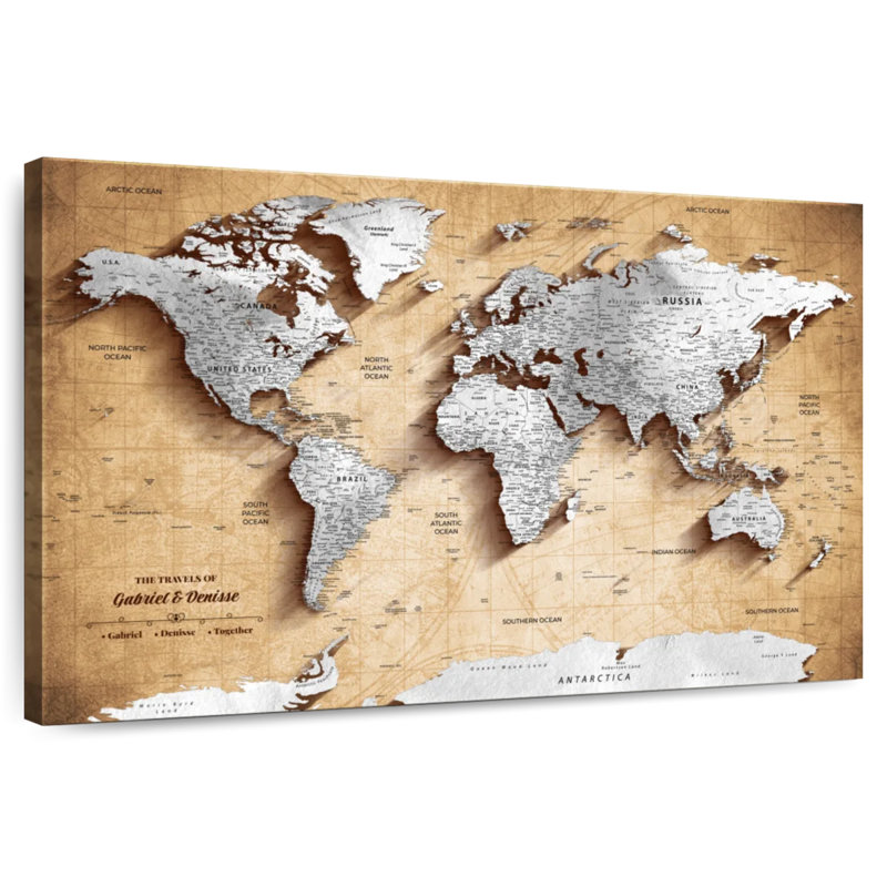 Carte du monde personnalisée punaise II, H 16 po x l 24 po, Oui