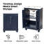 Meuble-lavabo minimaliste 24 po avec pieds sculptés et tablette réglable - Armoire de rangement à fermeture en douceur avec lavabo en céramique pour les petites salles de bain ou les salles d'eau-259087123