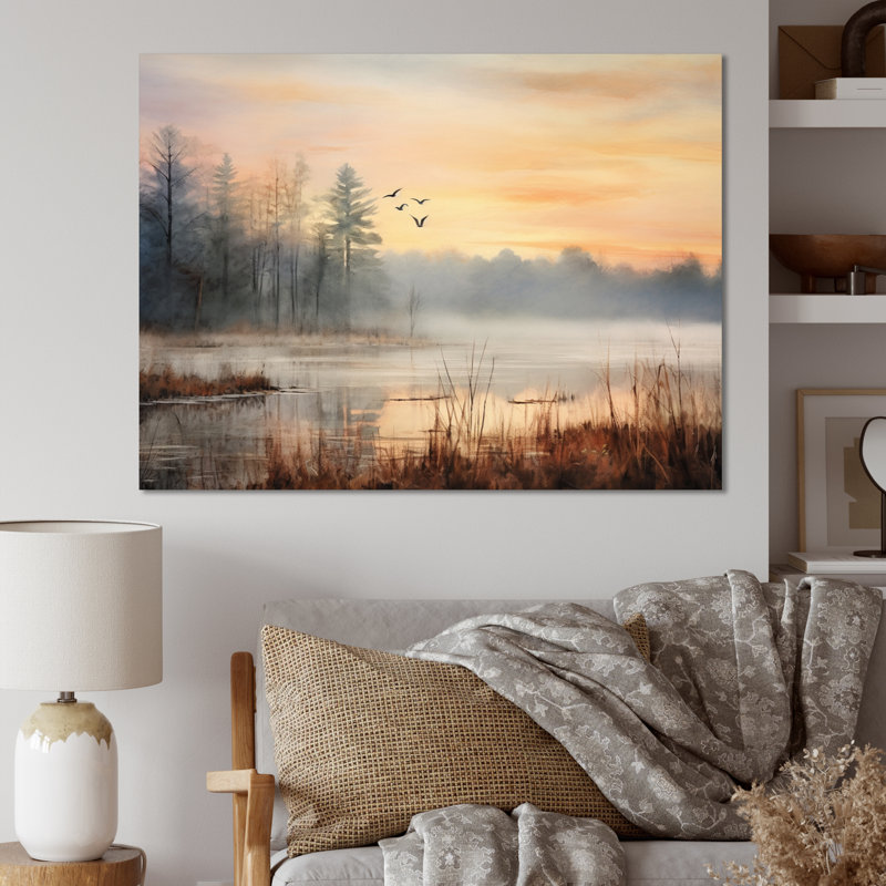 Misty Morning Sky Photo IV - Décoration murale ciel, H 12 po x l 20 po x P 1 po, Toile tendue