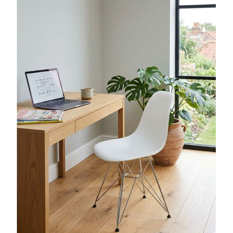 Chaise Leffie avec pieds chromés, Blanc