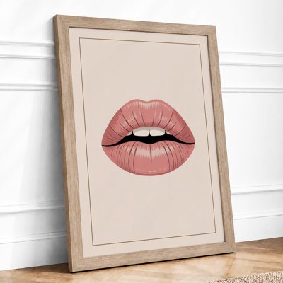 Soft Lips Study Modern 1 Piece Single Picture Frame Wall Art