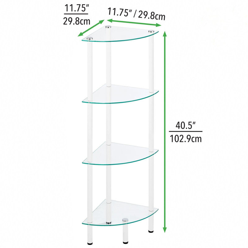 Anabelen 102.9cm H x 29.8cm W Stainless Steel Corner Bookcase