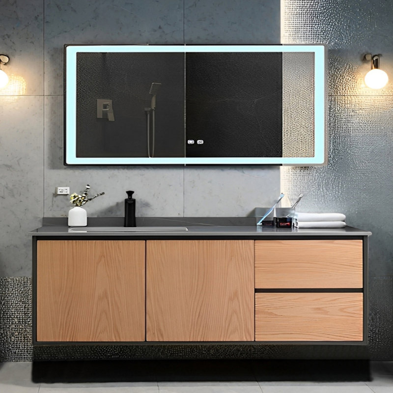 Modern simple rock plate bathroom cabinet, 19.68" H x 55.11" W x 21.65" D