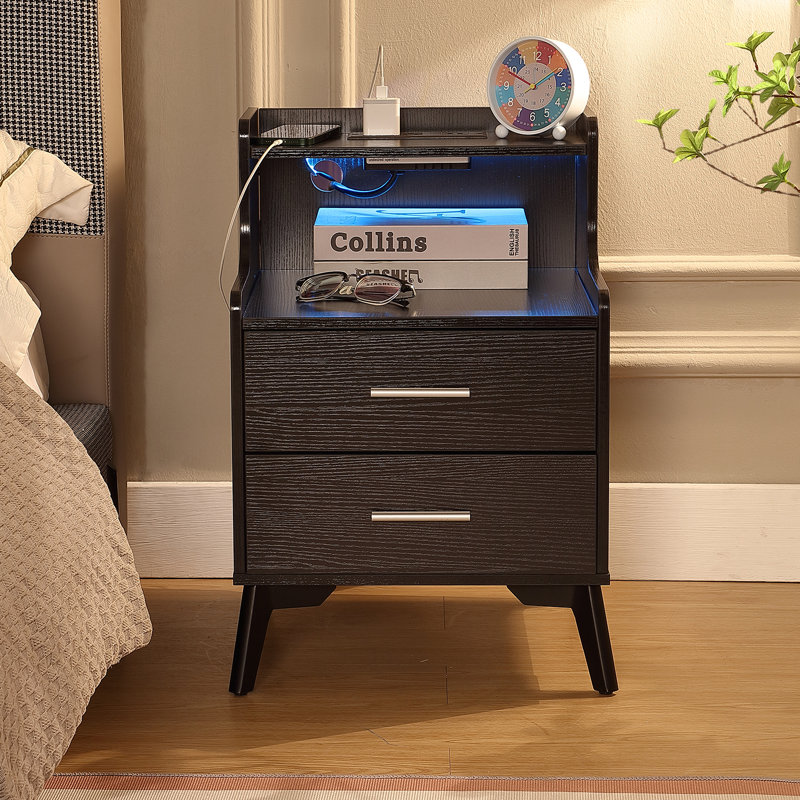 Debrodie 15.7 " W Nightstand, Black, 1