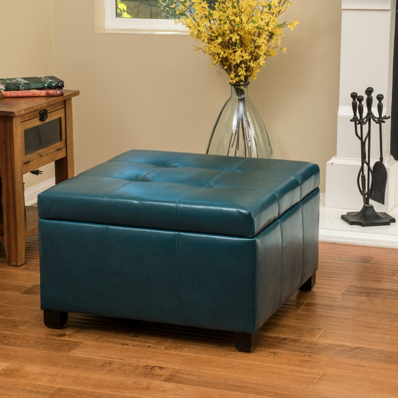 Tissu bleu sarcelle 30 po x l 19 po avec rangement, pieds en bouleau, Sarcelle