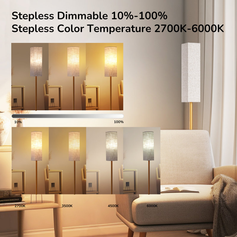 Osblek 65'' Traditional Floor Lamp with Remote Control and Bulb Included