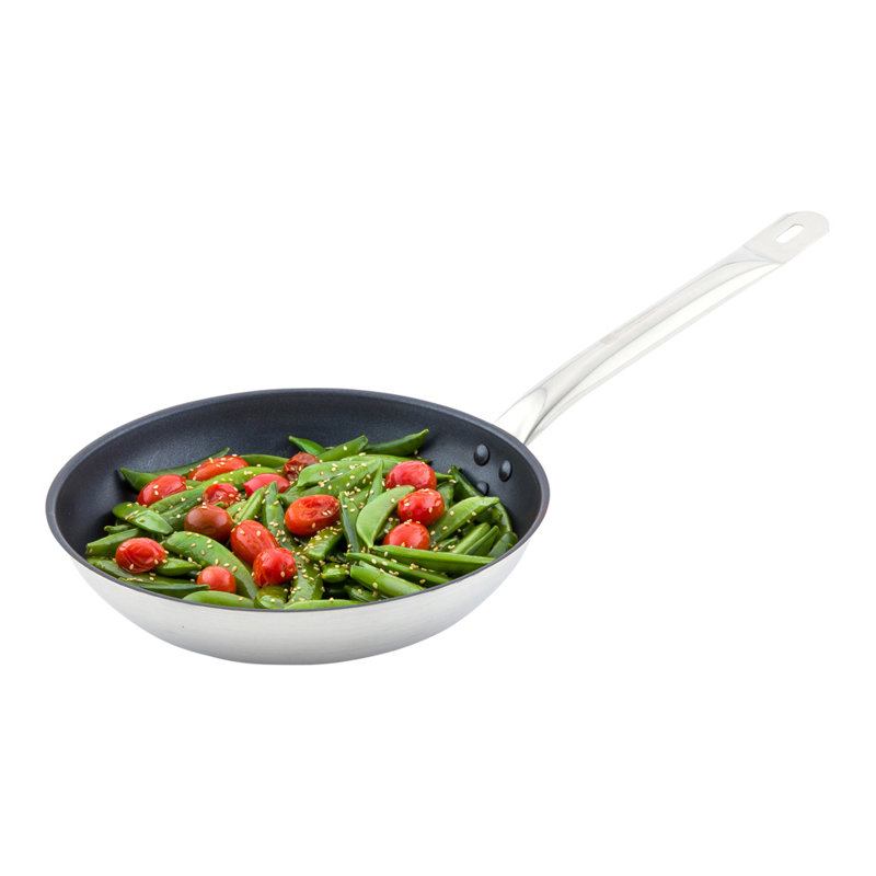 Poêle à frire ronde de 10 pouces, 1 poêle antiadhésive - compatible avec l'induction, poignée rivetée, poêle à frire en acier inoxydable, vaisselle, pour la maison ou le restaurant