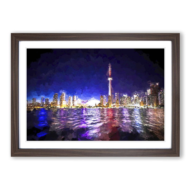 Toronto Skyline in Canada in Abstract - Framed Print, 35cm H x 50cm W x 2cm D, Walnut