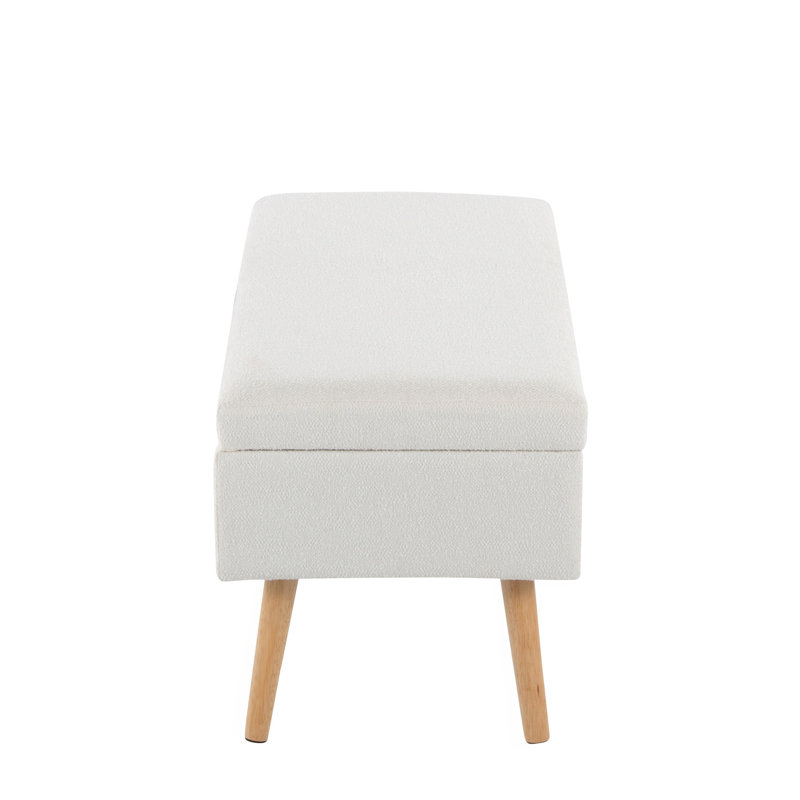 Banc en bois naturel et tissu crème
