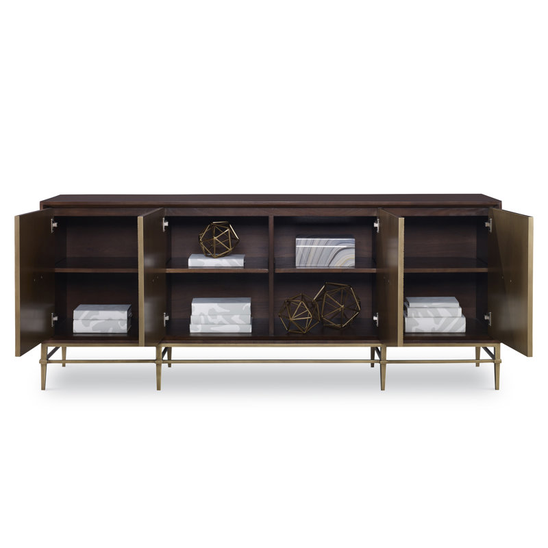 Phoenix 79'' Mahogany and Brass Sideboard with 4 Doors