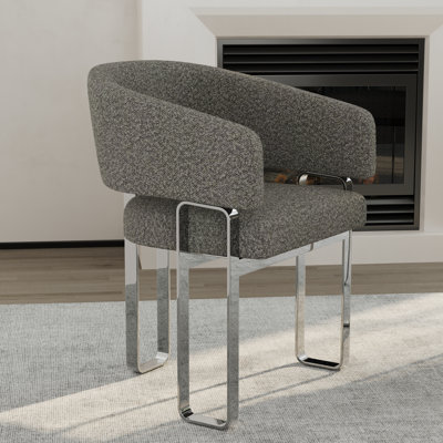 Ensemble de fauteuils de salle à manger modernes et luxueux avec accoudoirs tonneau gris