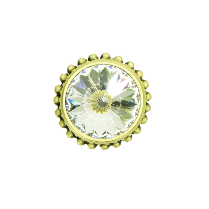 Poignée cache avec cristaux Swarovski au fini laiton bruni, Laiton antique