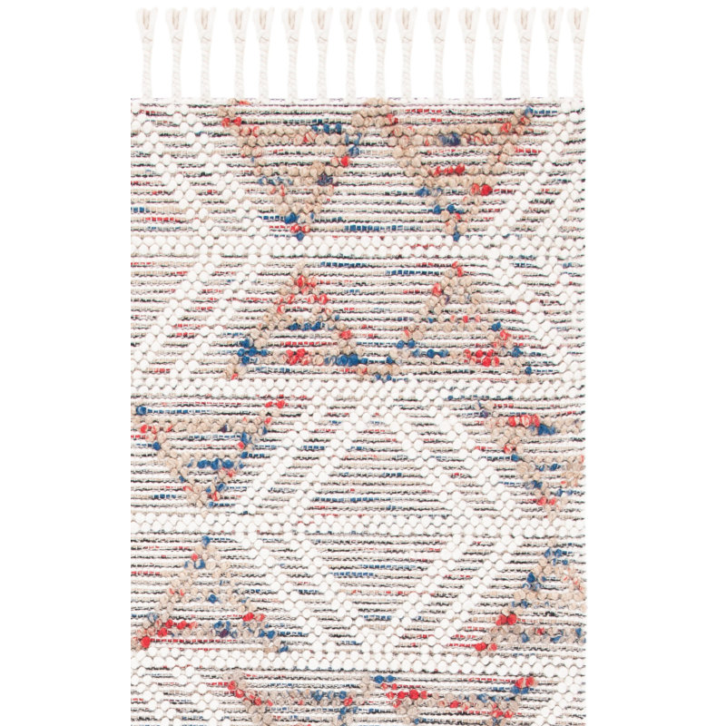Natura Hand Loomed Wool/Jute/Cotton Geometric Rug in Red/Ivory, Square 6'