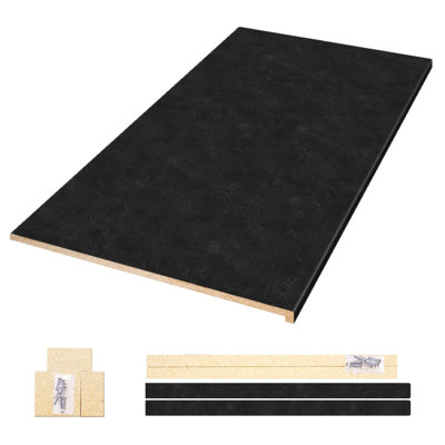 Ensemble de comptoir en stratifié ardoise 72 po / 6 pi avec bord détendu Ora