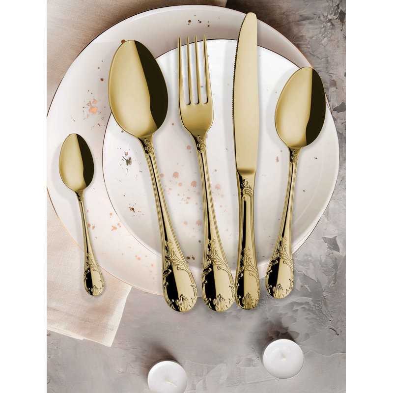 Friedens 42 Piece Cutlery Set, Service For 6, Gold