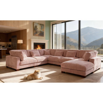 Arliz 7 - Piece 144" Wide Reversible Modular Corner Sectional with Ottoman