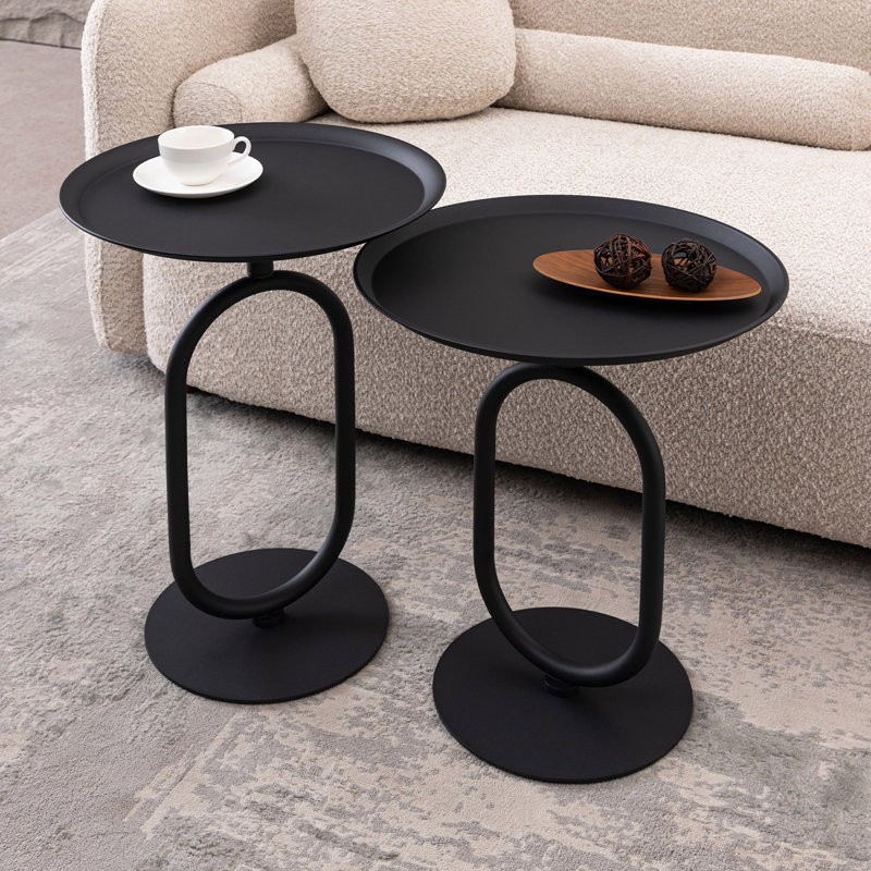 Modern Coffee Drink Cocktail Table For Living Room Corners Small Spaces, 21.23" H x 18.83" L x 19.01" W, Black