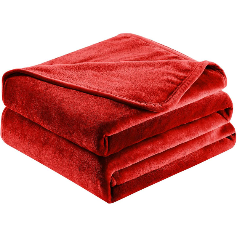 Abiram Plain Weave / Muslin Throw Blanket, Red, 200cm x 150cm