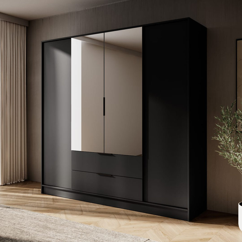 Bonface 2 Door Manufactured Wood Wardrobe, Black