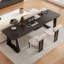 Bureau rectangulaire noir en bois massif et fer-109306598