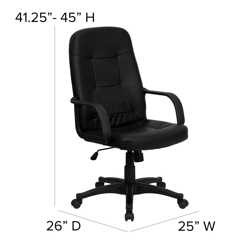Holly High-Back Black Vinyl 360° Swivel Executive Office Chair
