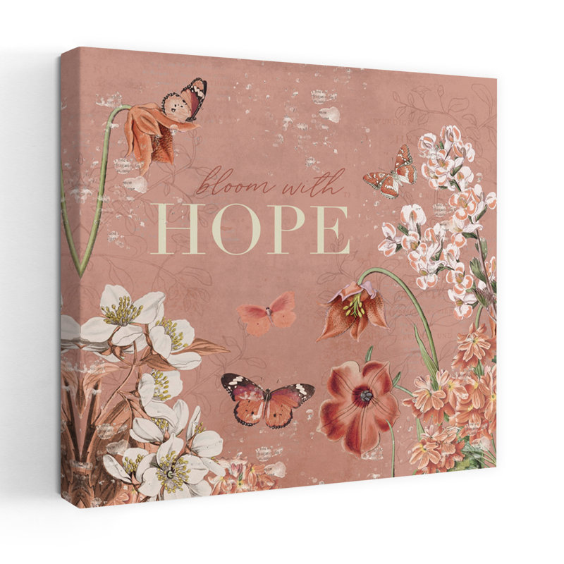 Art contemporain «Flutter and Bloom Iv with Animal Bloom with Hope», H 18 po x l 18 po
