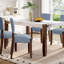 Ensemble de table de salle à manger 5 pièces pour 4 personnes, table de style faux marbre de 46 po et 4 chaises rembourrées avec pieds en bois d'hévéa massif, siège rembourré, dossier incurvé, ensemble de coin-repas peu encombrant pour la salle à manger, gris-1703182088