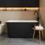 Baignoire de trempage autoportante 49 po en acrylique, conception ergonomique profonde, baignoire certifiée CUPC, isolation à double paroi, drain et trop-plein mat, installation facile, baignoire moderne pour la salle de bain, extérieur noir, intérieur blanc