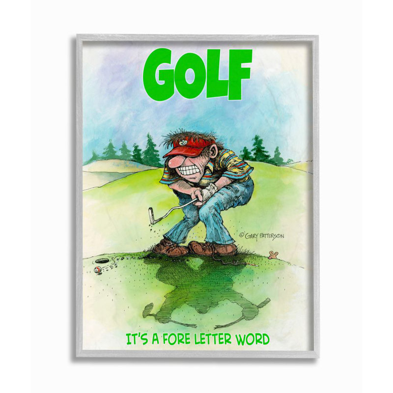 « premier letter word drôle golf drawing sports design » par gary patterson-impression sur dessin, H 20 po x l 16 po