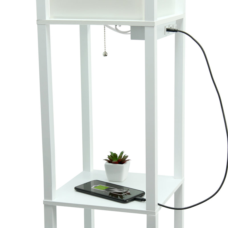 Luane 62.5'' Column Floor Lamp with USB and Outlet, No, White