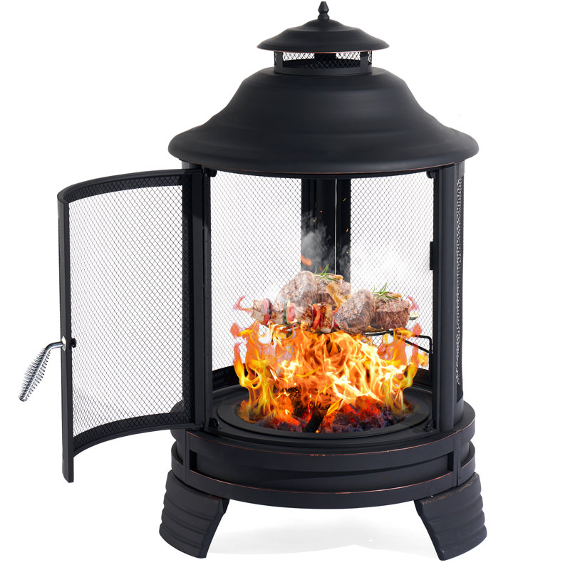 Foyer d'extérieur au feu de bois 45,3 "H x 28" avec couvercle