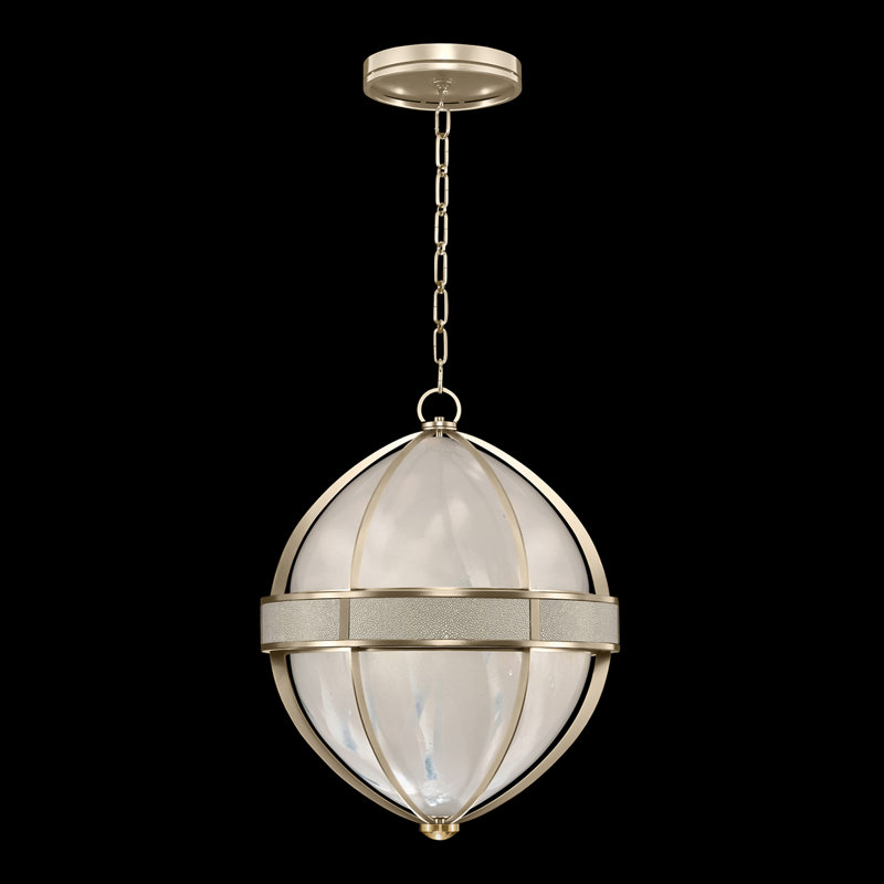 Luminaire suspendu rond l 18,75 po Mirage, Coco, Champagne / laiton