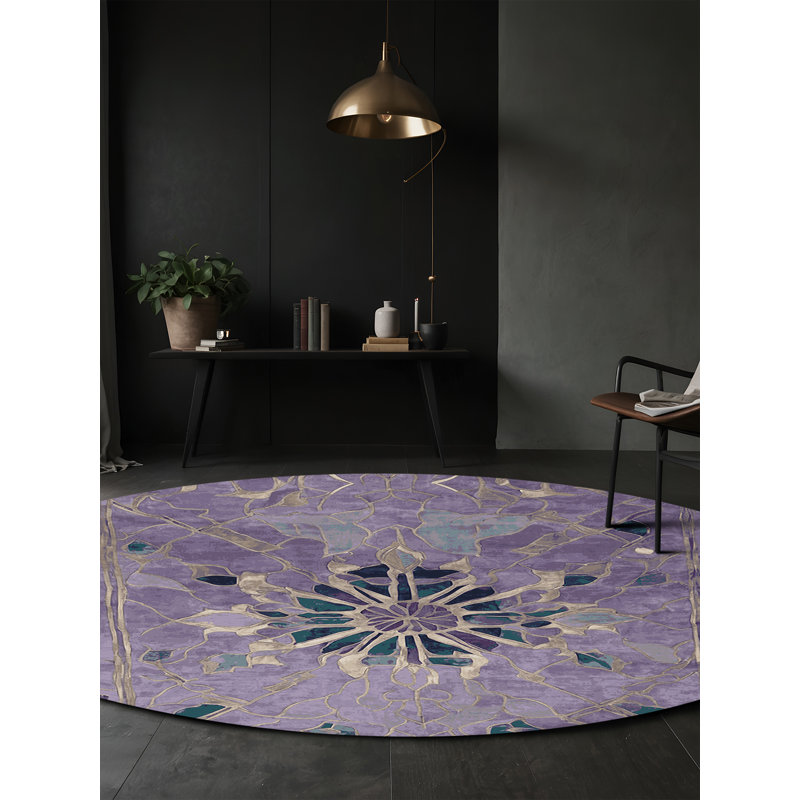 Tapis mauve lavable à la machine, Rond 5 pi