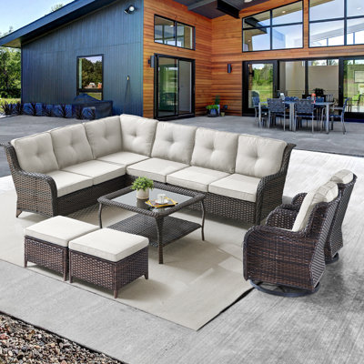 Schutt 8 Person Outdoor Sectional Seating Group with Cushions by Red Barrel Studio