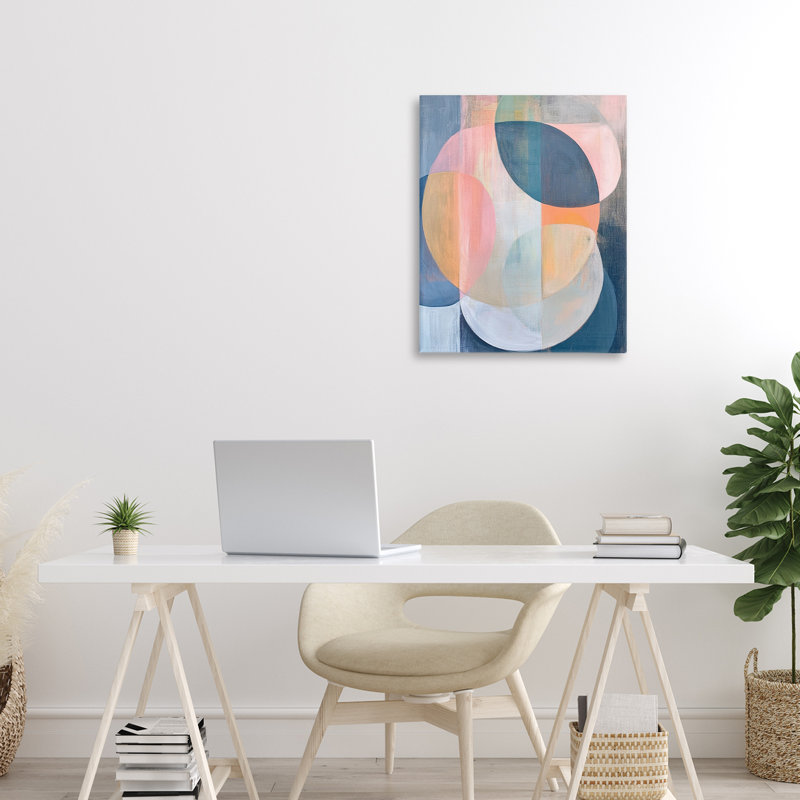 Toile géométrique pastel ronde, design par Ramona Murdock, H 20 po x l 16 po